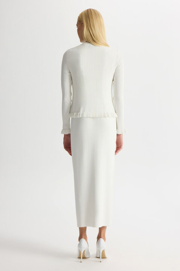 Ajur Detaylı Hırka Elbise Takım Ekru - 5