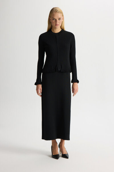 Ajur Detaylı Hırka Elbise Takım Siyah 