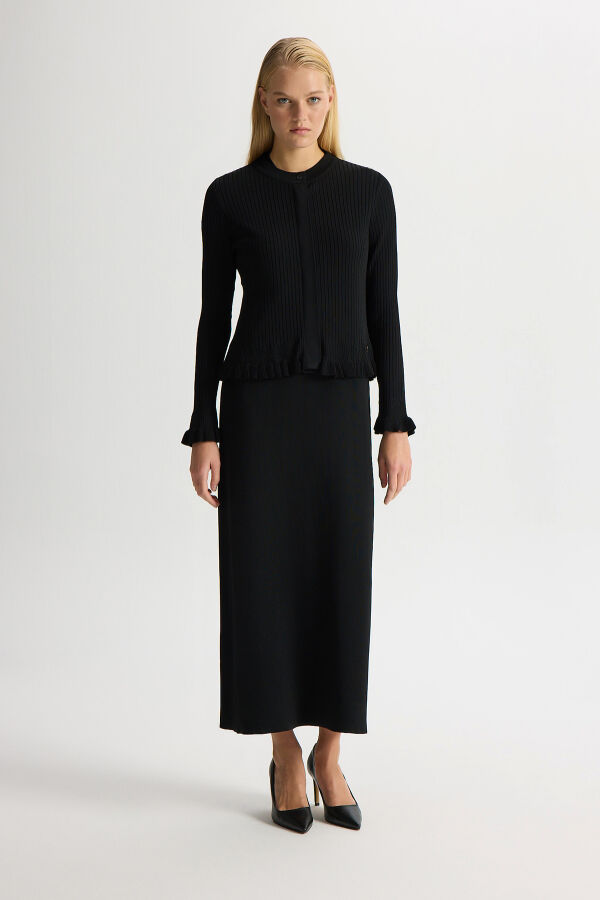 Ajur Detaylı Hırka Elbise Takım Siyah - 1