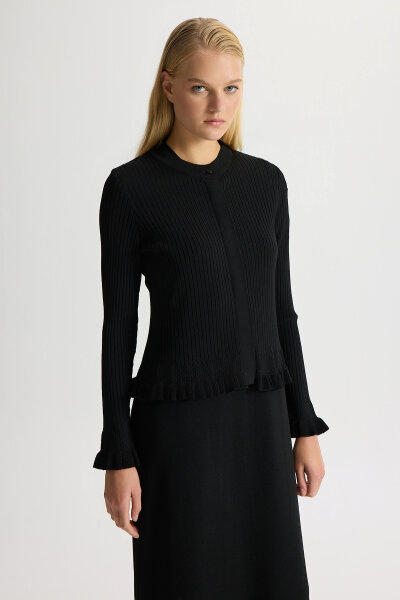 Ajur Detaylı Hırka Elbise Takım Siyah - 3