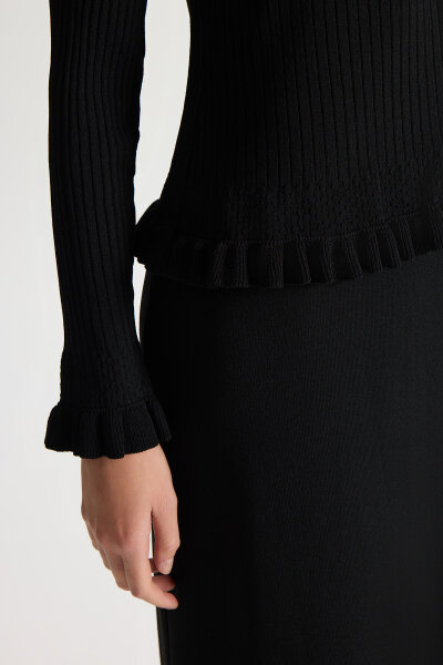 Ajur Detaylı Hırka Elbise Takım Siyah - 4