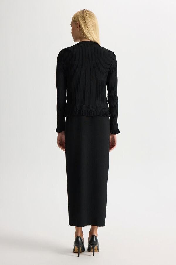 Ajur Detaylı Hırka Elbise Takım Siyah - 5