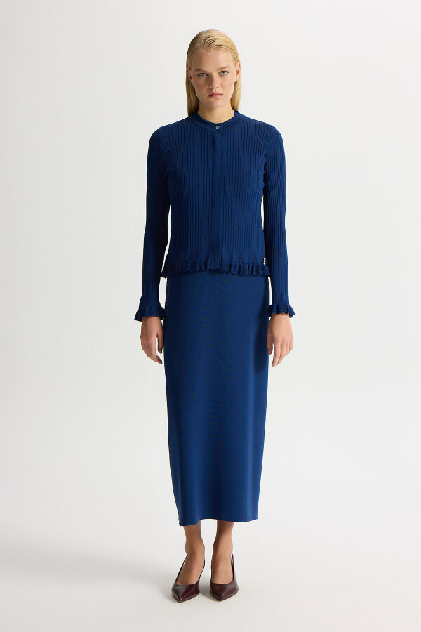 Ajur Detaylı Hırka Elbise Takım Navy - 1