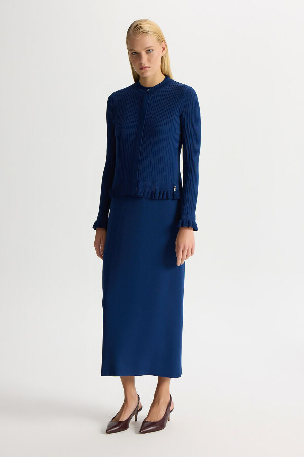 Ajur Detaylı Hırka Elbise Takım Navy - 2