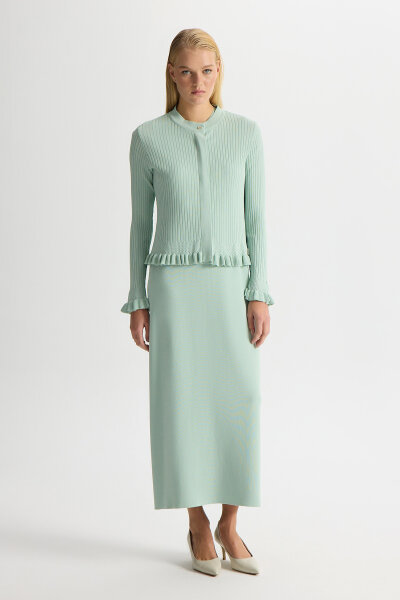 Ajur Detaylı Hırka Elbise Takım Yeşil 