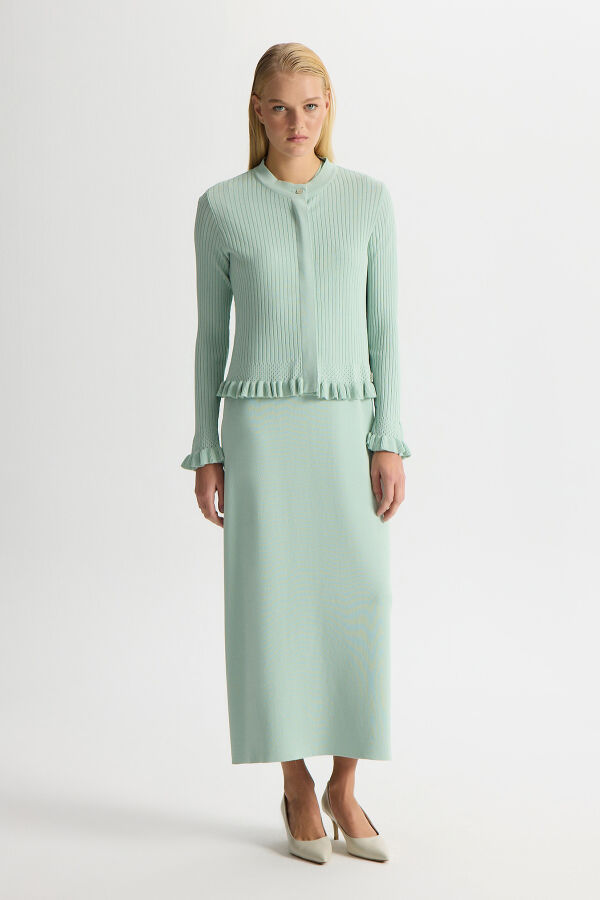 Ajur Detaylı Hırka Elbise Takım Yeşil - 1