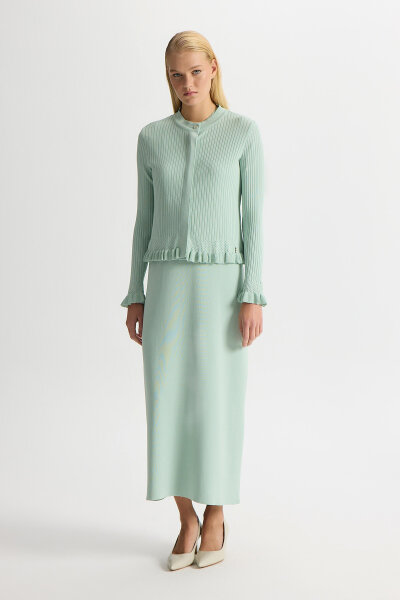 Ajur Detaylı Hırka Elbise Takım Yeşil - 2