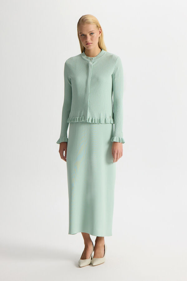Ajur Detaylı Hırka Elbise Takım Yeşil - 2
