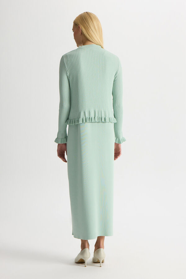 Ajur Detaylı Hırka Elbise Takım Yeşil - 5