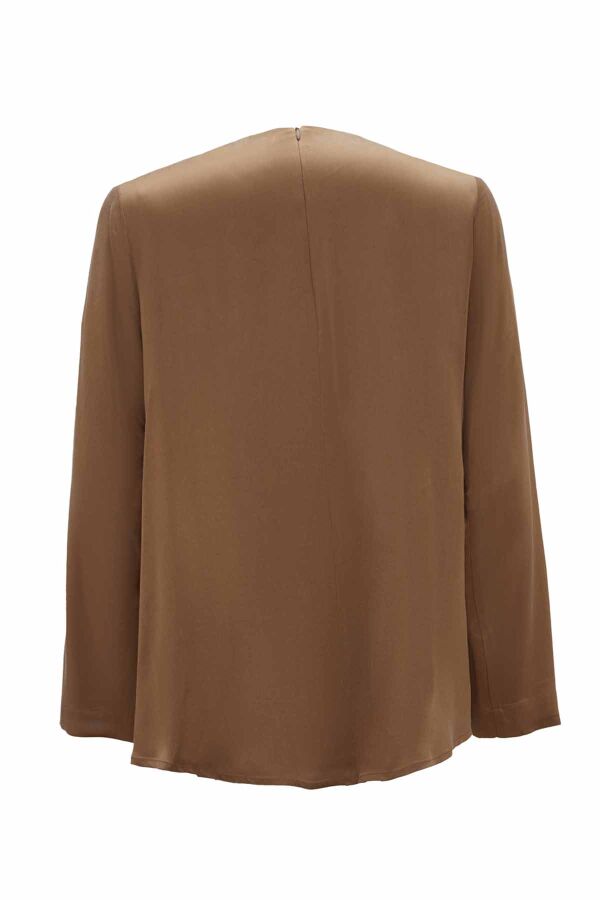 Aksesuar Detaylı Düz Renkli Camel Tunik - 2