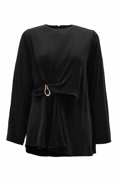 T26K-6004 Aksesuar Detaylı Düz Renki Tunik BLACK - MISS DALIDA