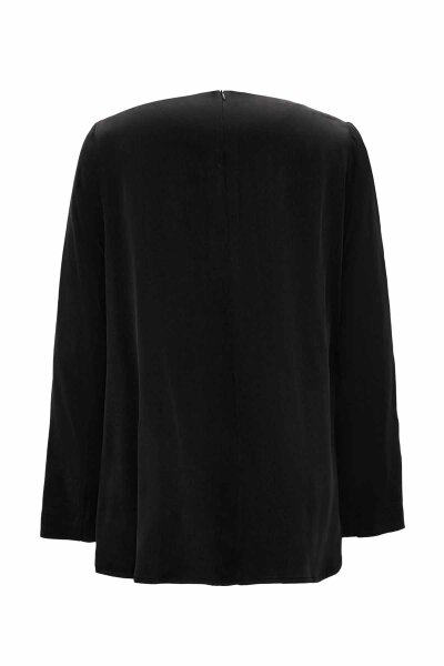 T26K-6004 Aksesuar Detaylı Düz Renki Tunik BLACK - MISS DALIDA (1)