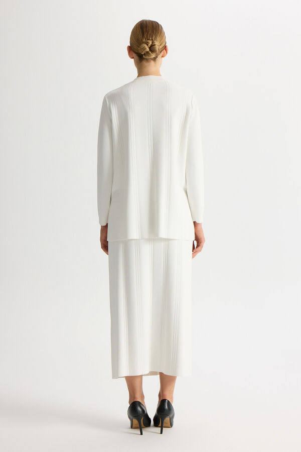 Aksesuar Detaylı Triko Kalem Etek Ekru - 3