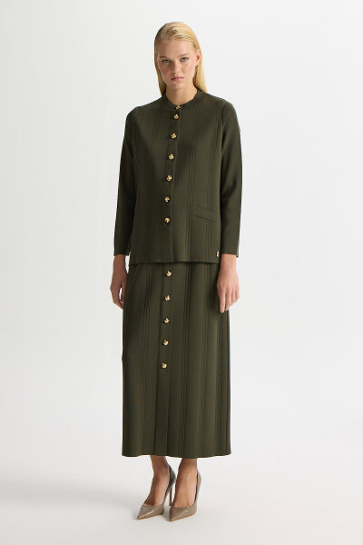 Knitted Pencil Skirt with Accessory Details 