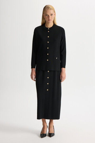 Knitted Pencil Skirt with Accessory Details 