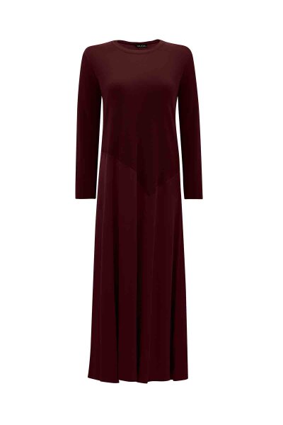Asymmetric Cut Knitted Cupro Dress in Burgundy - 1