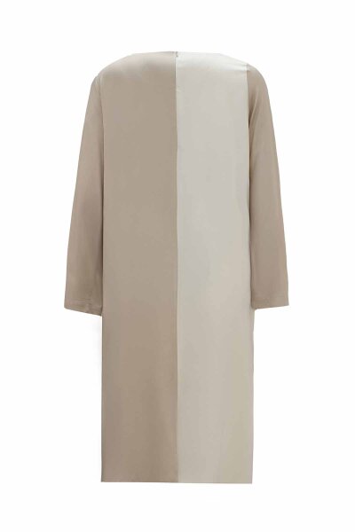 Asymmetric Cut Two-Tone Long Tunic – Stone - 2