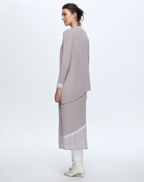 T24K-2001 Asymmetrical Patterned Pleat Skirt - 7