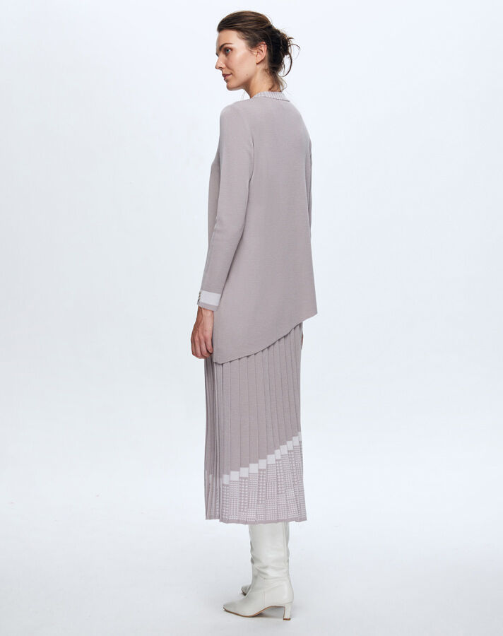 T24K-2001 Asymmetrical Patterned Pleat Skirt - 7