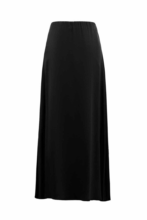 Asymmetrical Cut Black Cupro Skirt - 2