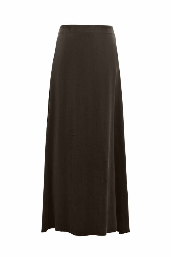 Asymmetrical Cut Brown Cupro Skirt - 1
