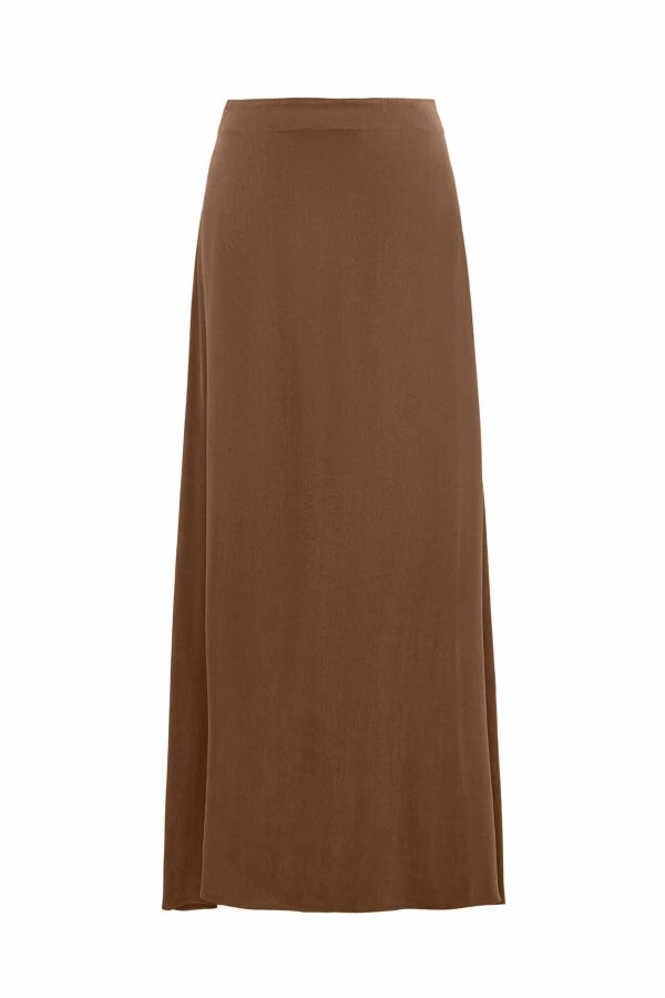 Asymmetrical Cut Camel Cupro Skirt - 1