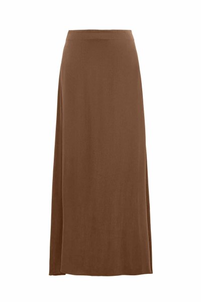 Asymmetrical Cut Camel Cupro Skirt - MISS DALIDA