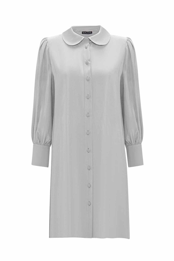 Baby Collar Balloon Sleeve Cupro Shirt - 8