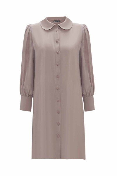 Baby Collar Balloon Sleeve Cupro Shirt - 1