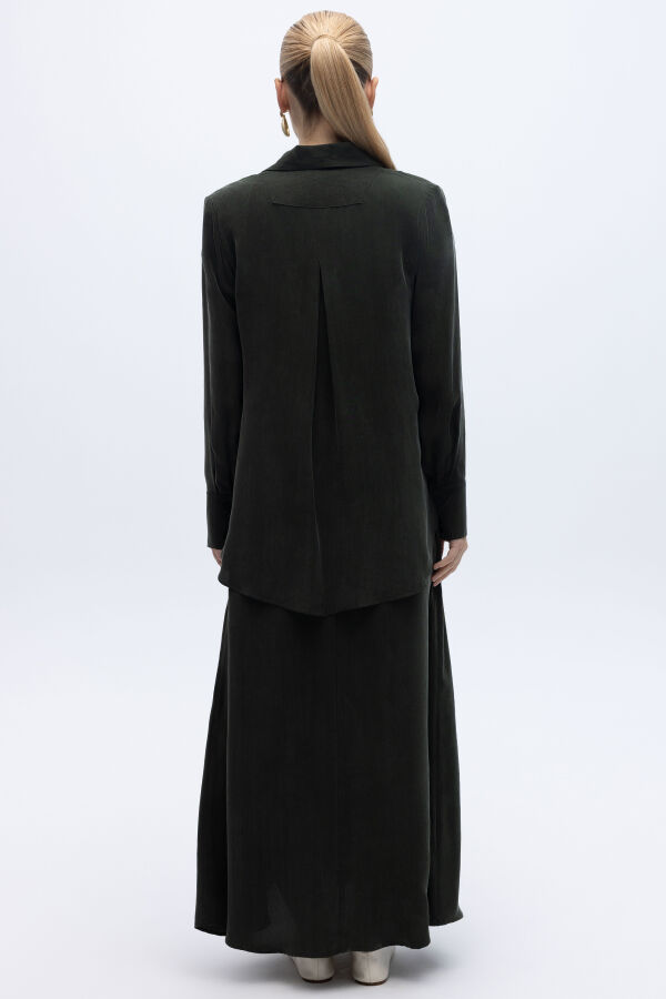 Bağlama Detaylı Keten Ceket-Elbise Takım Siyah - 4