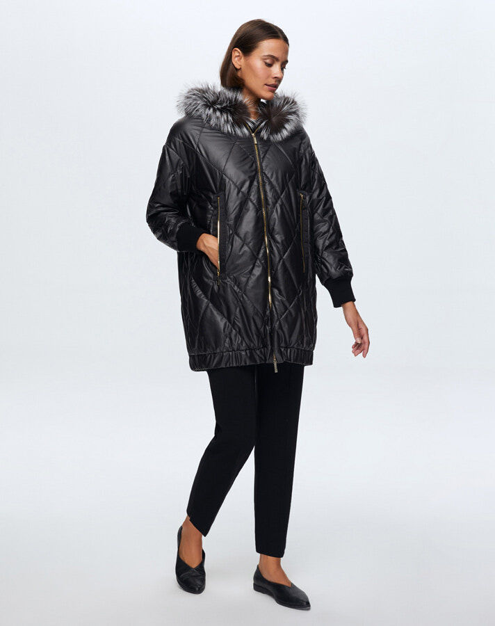 T24K-8015 Diamond Shearling Coat - 2