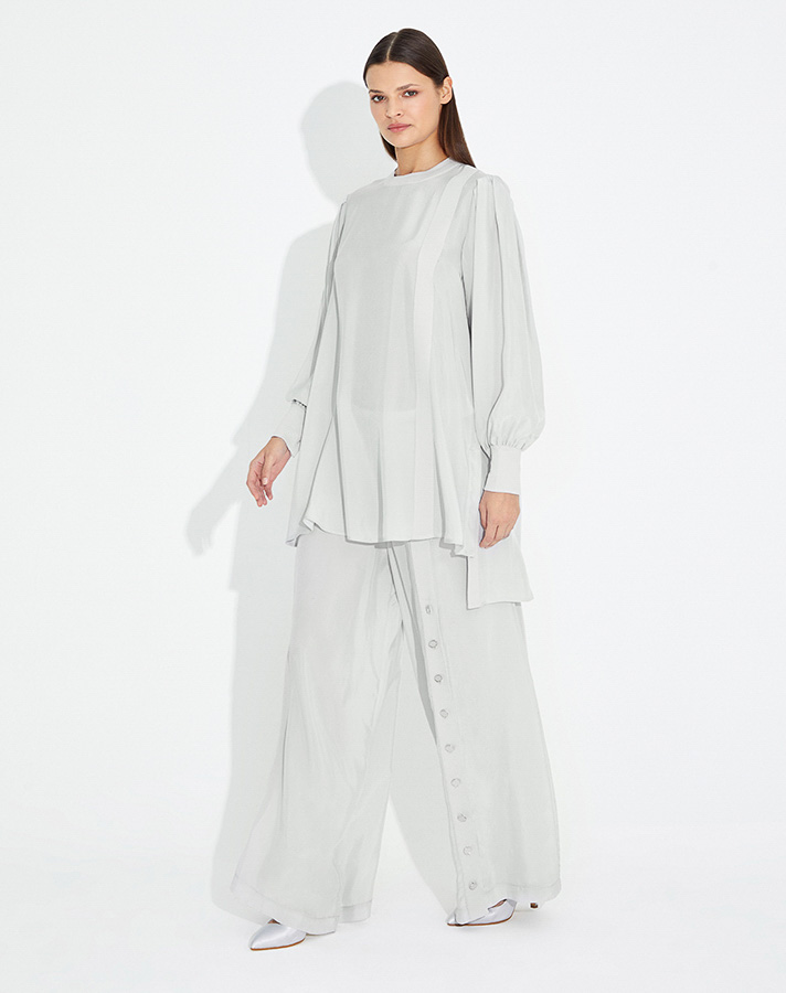 T23Y-6033 Balloon Sleeve Cupra Tunic - 3