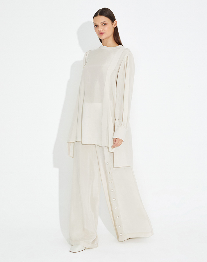 T23Y-6033 Balloon Sleeve Cupra Tunic - 8