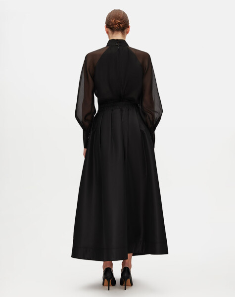 Balloon Sleeve Stand Collar Elegant Blouse - 2