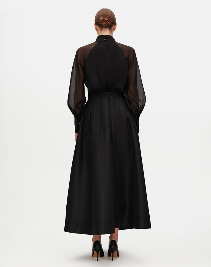Balloon Sleeve Stand Collar Elegant Blouse - 2