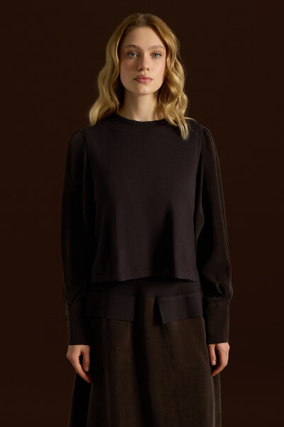 Balloon Cupro Sleeve Knit Tunic 