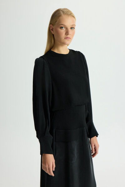 Balloon Cupro Sleeve Knit Tunic - 4