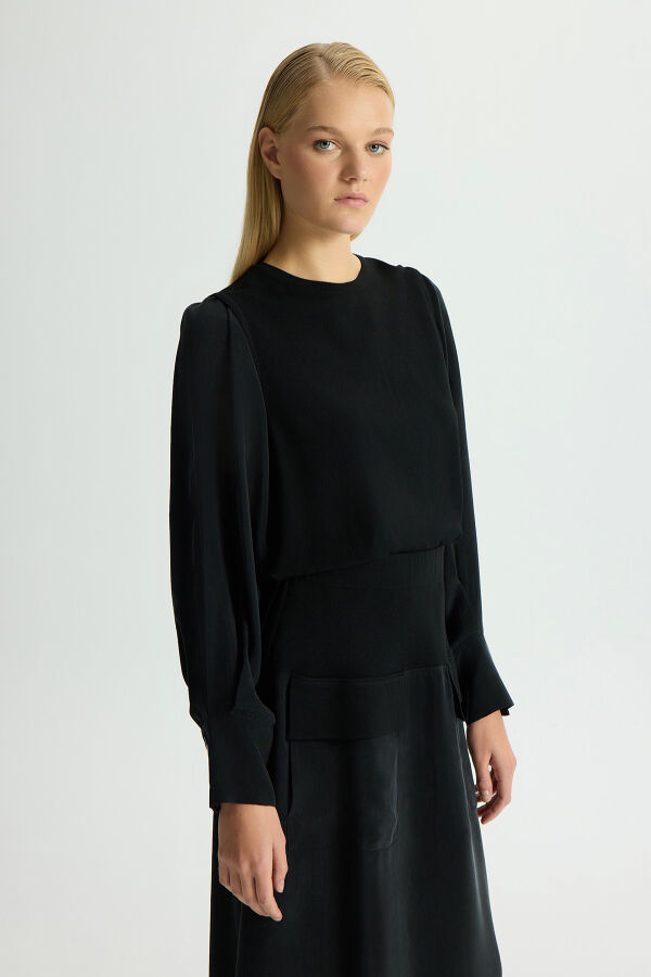 Balloon Cupro Sleeve Knit Tunic - 4