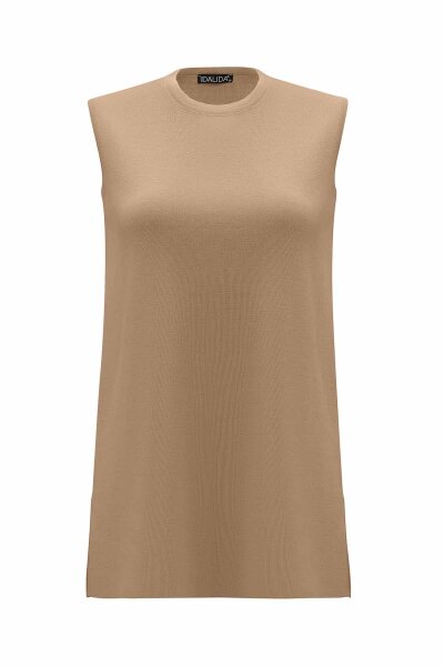 Basic Kolsuz Triko Camel Tunik - 1