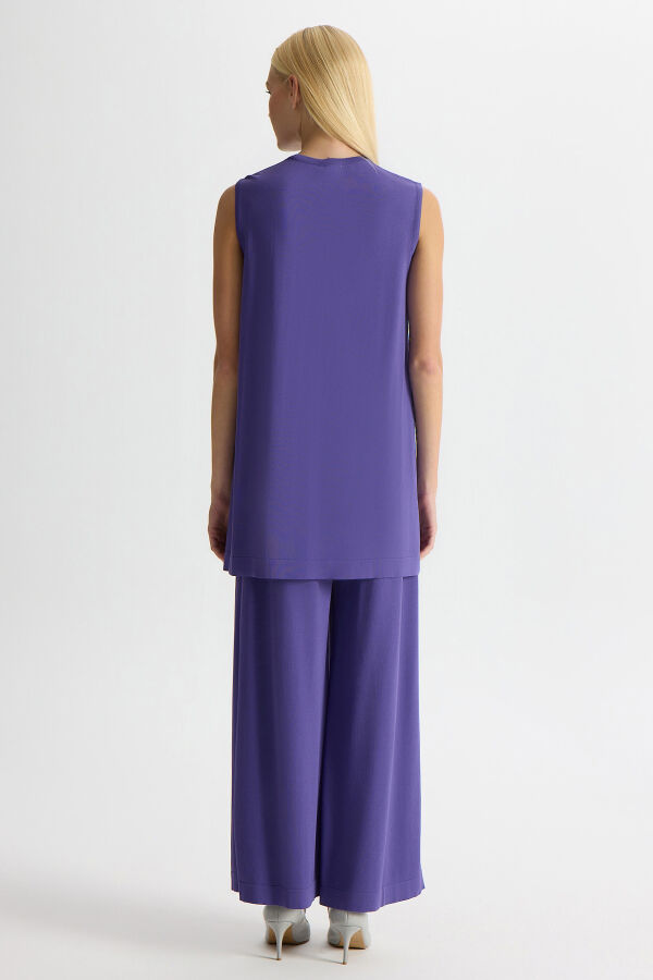 Basic Kolsuz Triko Tunik Mor - 2