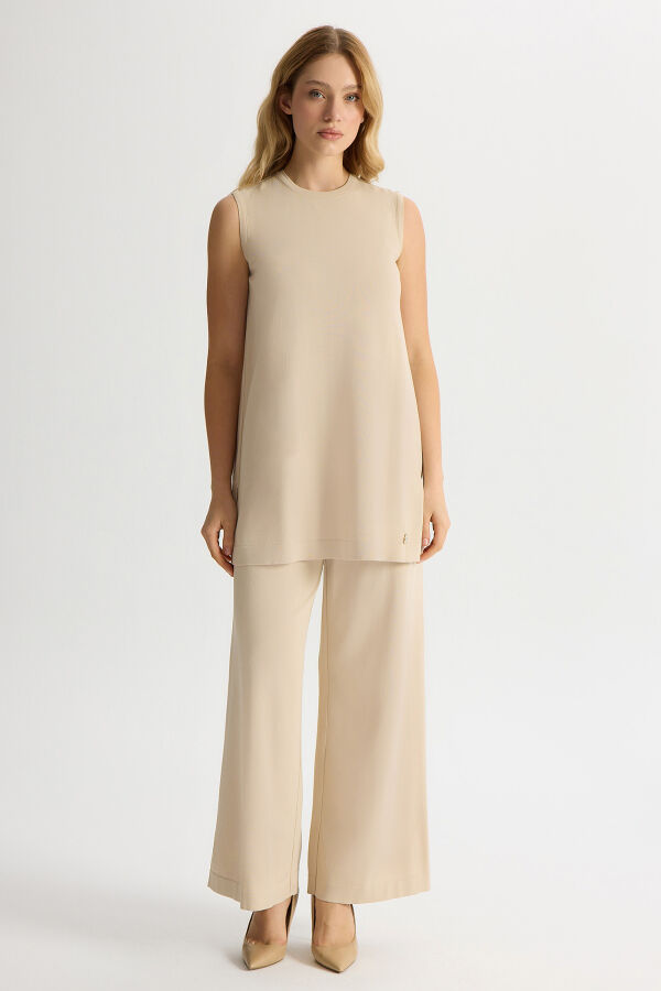 Basic Kolsuz Triko Tunik Stone - 1