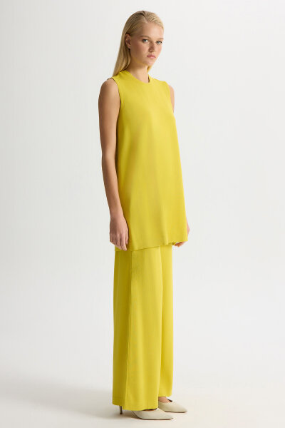 Basic Kolsuz Triko Tunik Lime - MISS DALIDA (1)