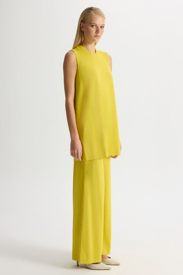 Basic Kolsuz Triko Tunik Lime - 2