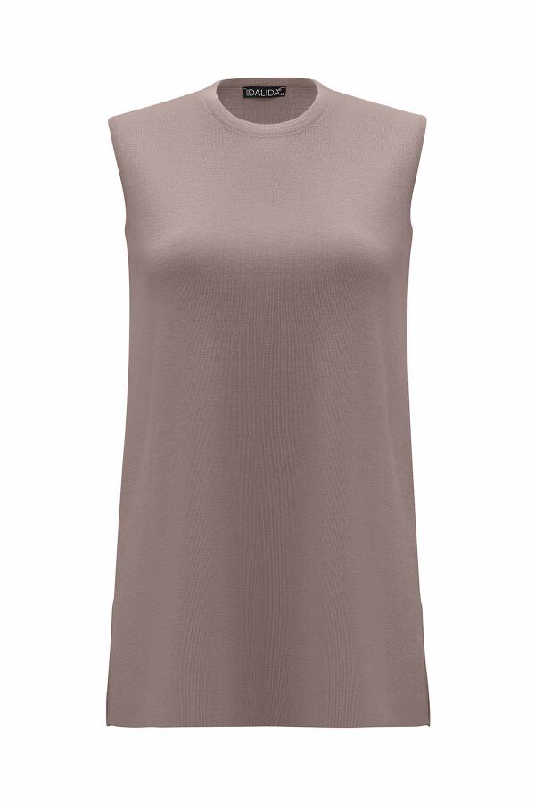 Basic Kolsuz Triko Vizon Tunik - 1