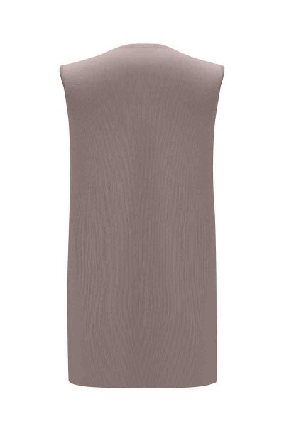 Basic Kolsuz Triko Vizon Tunik - 2