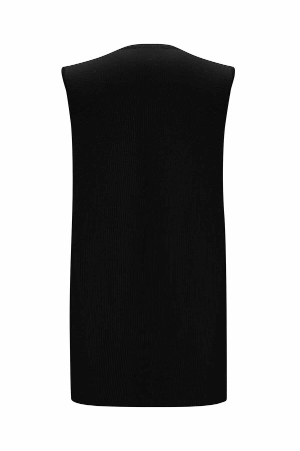 Basic Sleeveless Knitted Black Tunic - 2