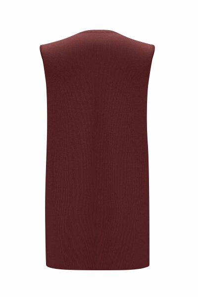 Basic Sleeveless Knitted Burgundy Tunic - 2