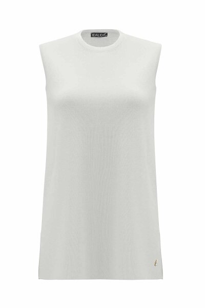 Basic Sleeveless Knitted Ecru Tunic 