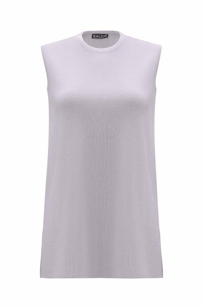 Basic Sleeveless Knitted Lilac Tunic 