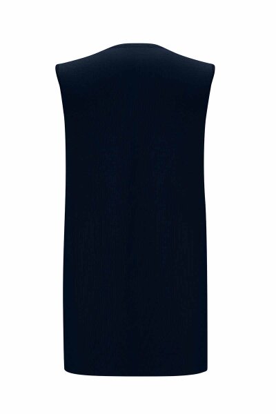 Basic Sleeveless Knitted Navy Blue Tunic - 2